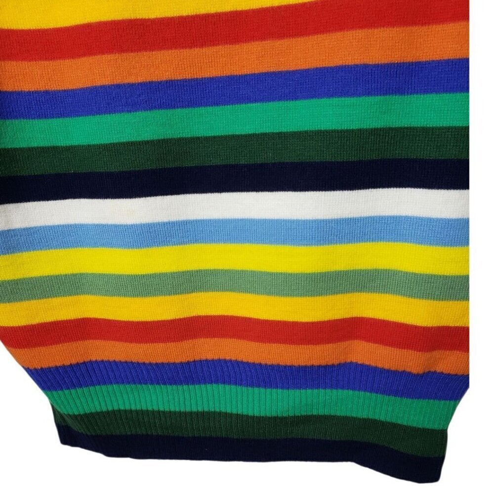Hot Dog Dionysian Vtg 70's Rainbow Striped Mock neck Sweater Xlarge - Picture 6 of 14
